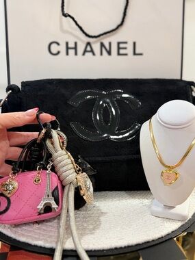 Chanel Precision VIP Gift (GWP) fuzzy black terry cloth shoulder bag